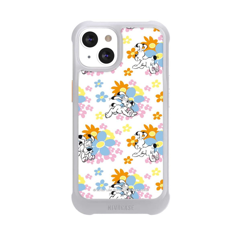 iPhone 13 NIVOmax Idéfix sur fleurs colorées