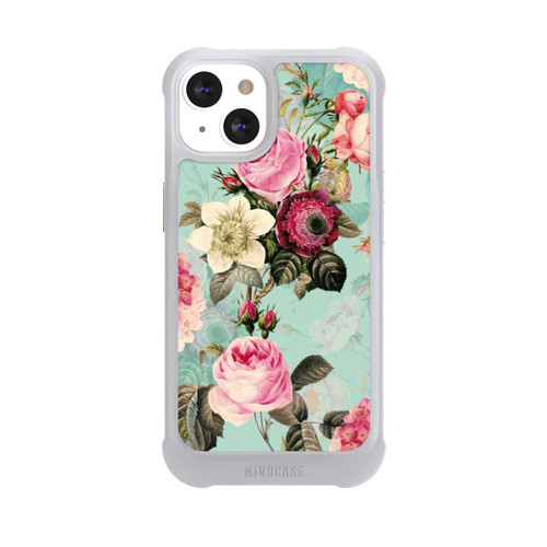 Apple iPhone 13 NIVOmax Roses en papier peint turquoise