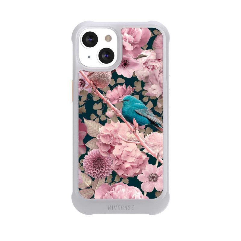 iPhone 13 NIVOmax Spatzen im rosa Blumenmuster