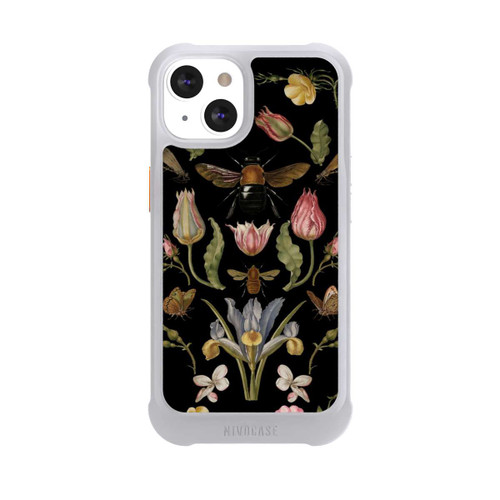 Apple iPhone 13 NIVOmax Fleurs Sauvages et Abeilles Fond Noir