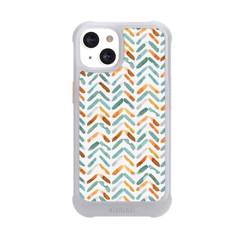iPhone 13 NIVOmax Élégant Automne Chevron Bleu Orange