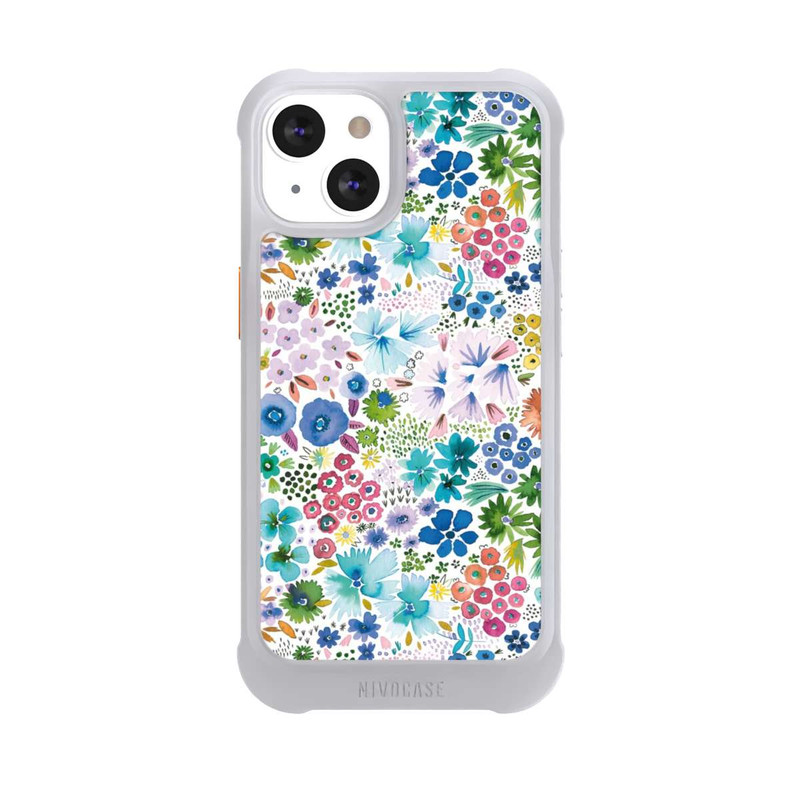 iPhone 13 NIVOmax Kunstvolle kleine Frühlingsblumen blau
