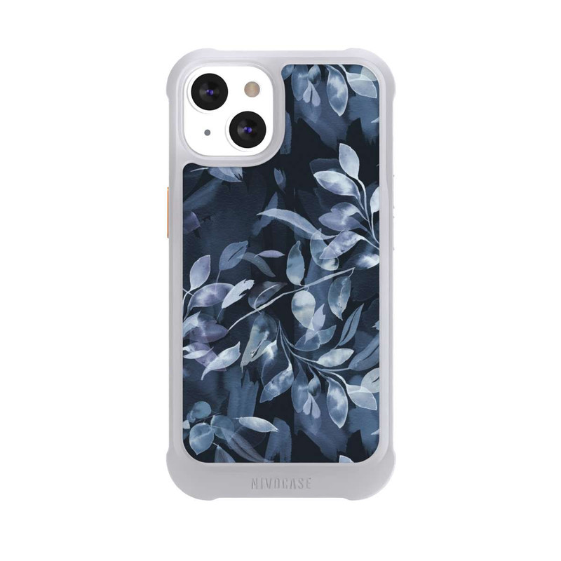 iPhone 13 NIVOmax Mystische Aquarellblätter marineblau