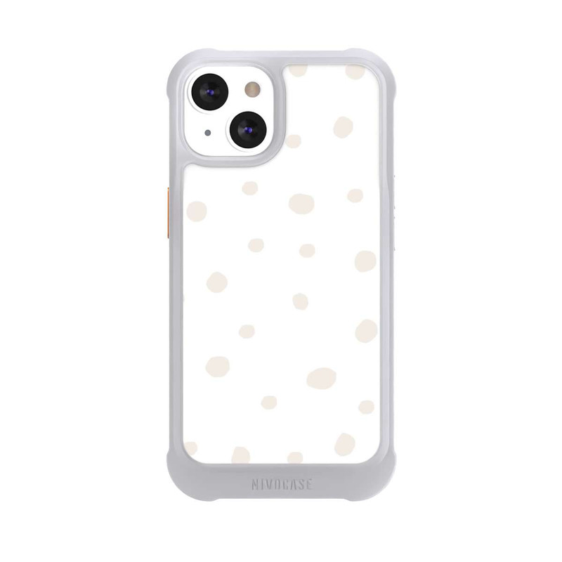 iPhone 13 NIVOmax Motif à Pois Blanc Marron