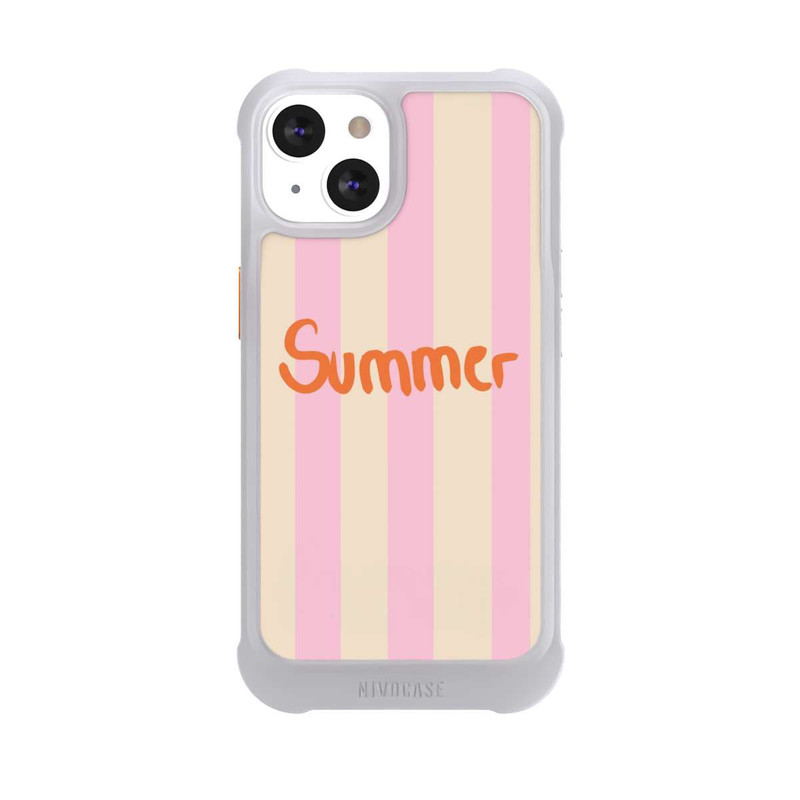 iPhone 13 NIVOmax Summer- Rosa und Orange Streifen Hintergrund