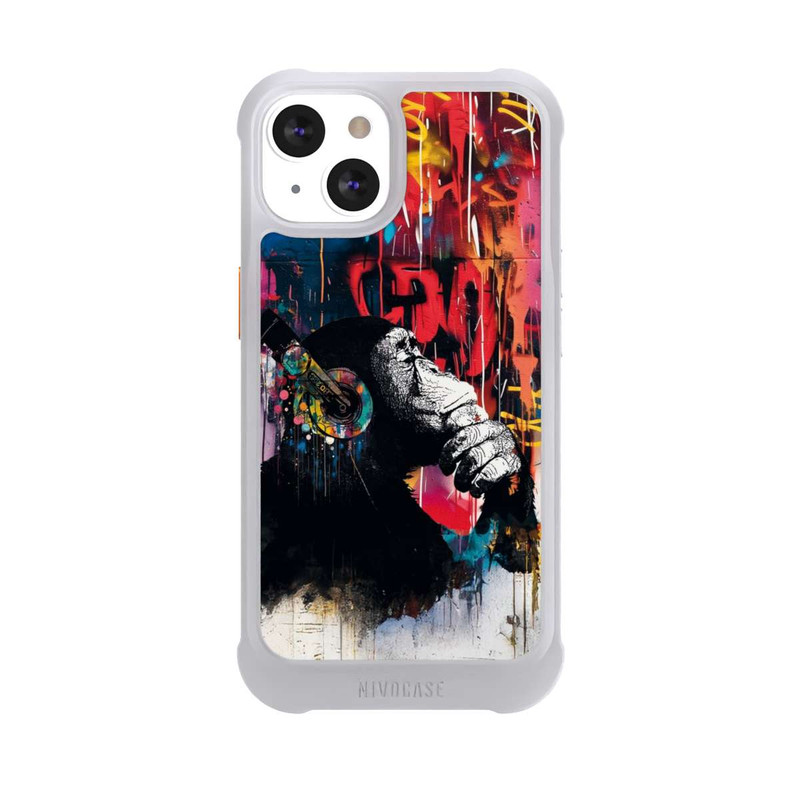 iPhone 13 NIVOmax Affe Stereo Kopfhörer Graffiti Street Art Blau