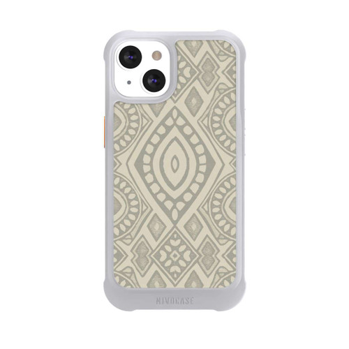 Apple iPhone 13 NIVOmax Boho Geometric Mosaic Pattern Neutral Grey and Beige