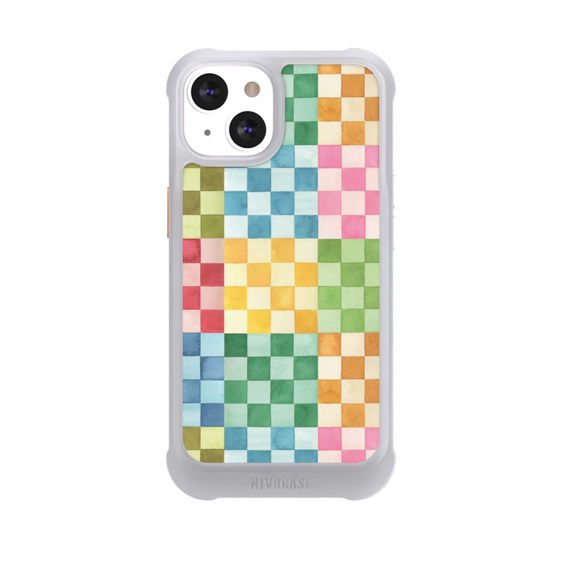 iPhone 13 NIVOmax Checkerboard Watercolor Chess Geometric Red