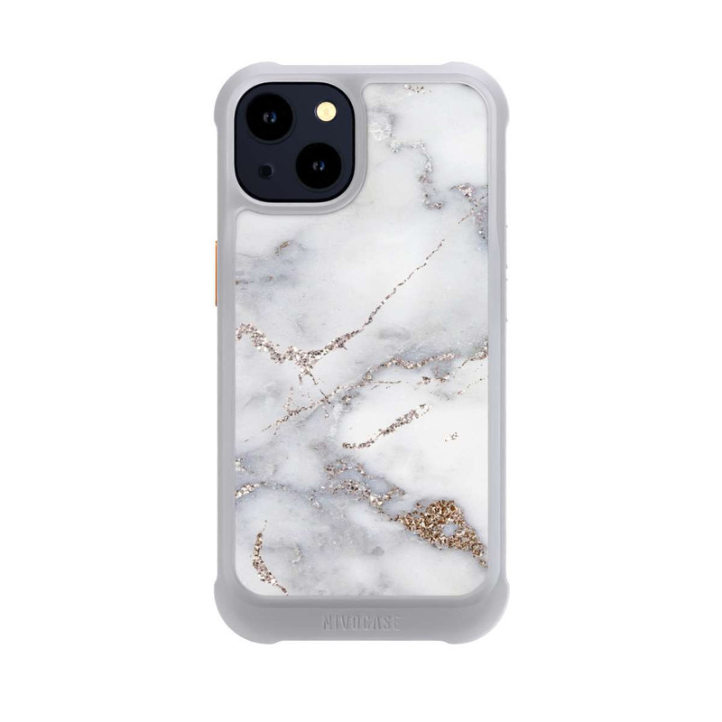 iPhone 14 NIVOmax Silberglitzer Marmorlook
