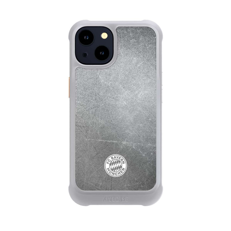 iPhone 14 NIVOmax Classic FCB Logo Small - White on Metal Look