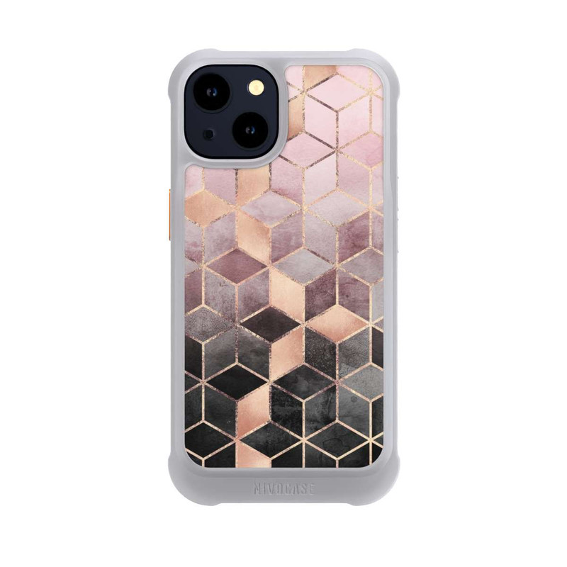 iPhone 14 NIVOmax Pink-grauer Farbverlauf Würfel Druck