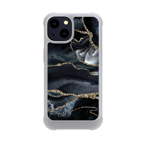 Apple iPhone 14 NIVOmax Dunkler Marmor Gold Glitzerlook