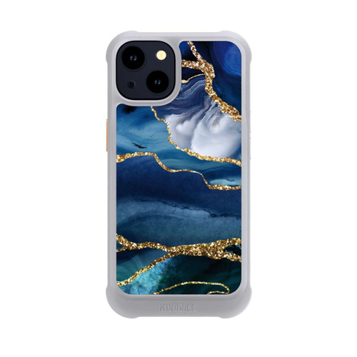 Apple iPhone 14 NIVOmax  Blauer Marmor Gold Glitzer Look