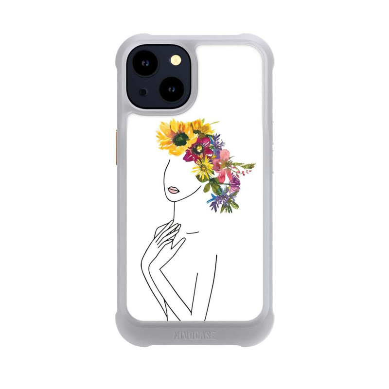 iPhone 14 NIVOmax Line Art Frau mit Blumenkrone