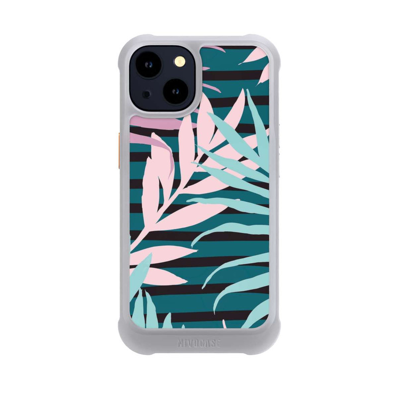 iPhone 14 NIVOmax Pastel Jungle Leaves Pink Teal Seamless