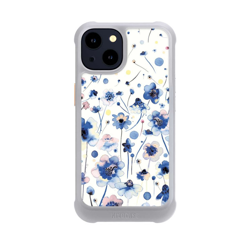 iPhone 14 NIVOmax Watercolor Ink Blue Flowers