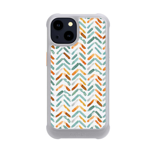 Apple iPhone 14 NIVOmax Élégant Automne Chevron Bleu Orange