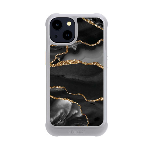 Apple iPhone 14 NIVOmax Dunkle Marmorstreifen im Goldlook