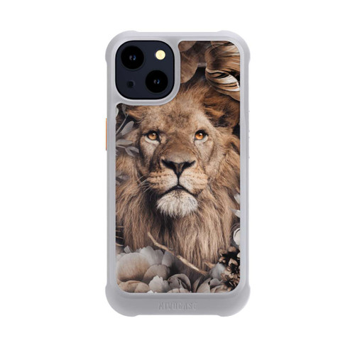 Apple iPhone 14 NIVOmax Löwe Blumenrahmen Beige