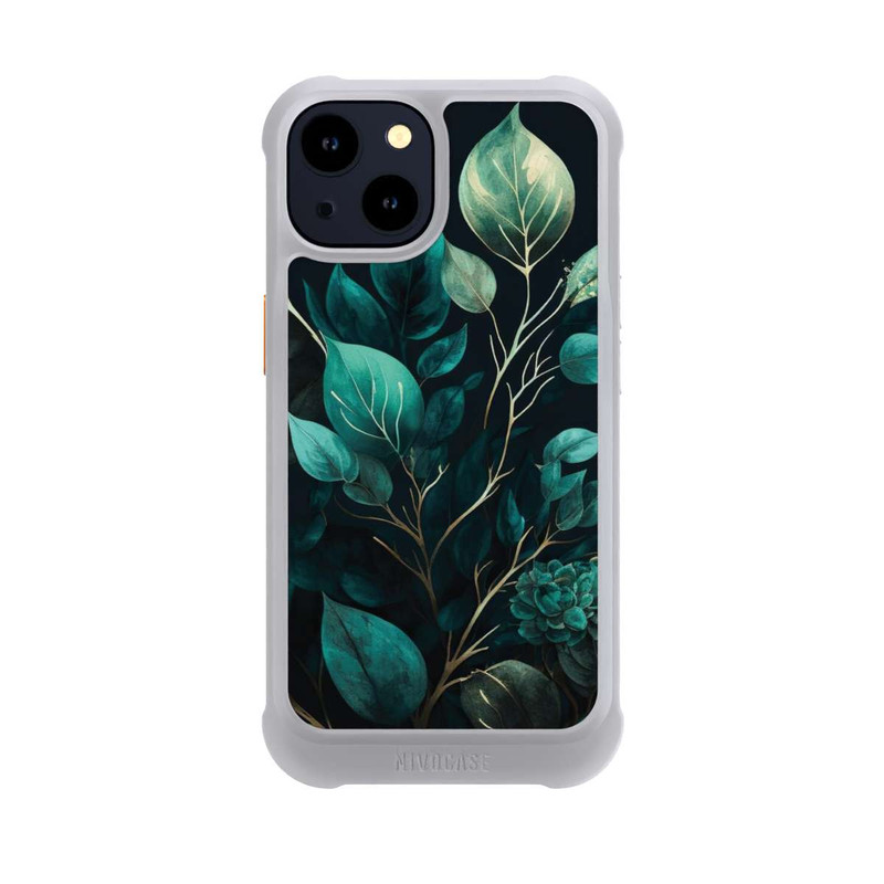 iPhone 14 NIVOmax Grüne Eukalyptus Blätter mit dunklem Hintergrund mit KI