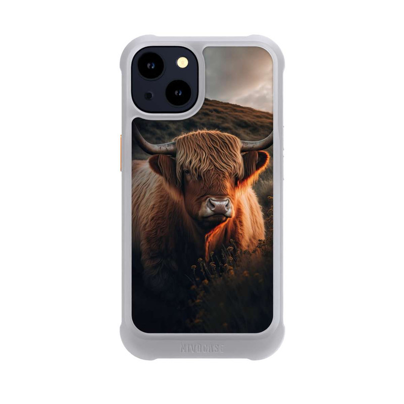iPhone 14 NIVOmax Vache Highland avec de grandes cornes avec IA