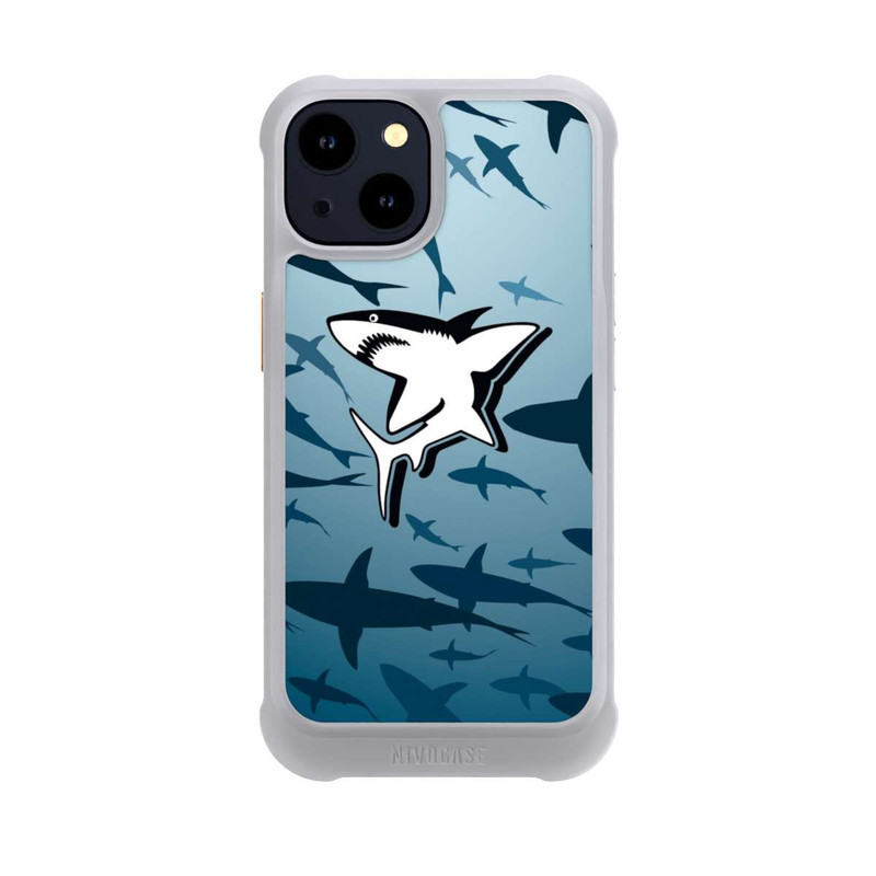 iPhone 14 NIVOmax Haie Muster Blau