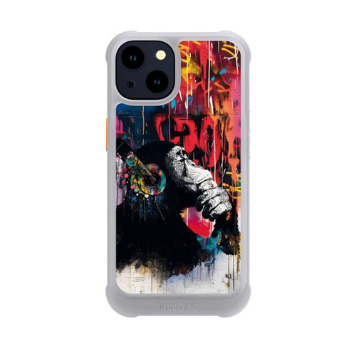 Apple iPhone 14 NIVOmax Affe Stereo Kopfhörer Graffiti Street Art Blau