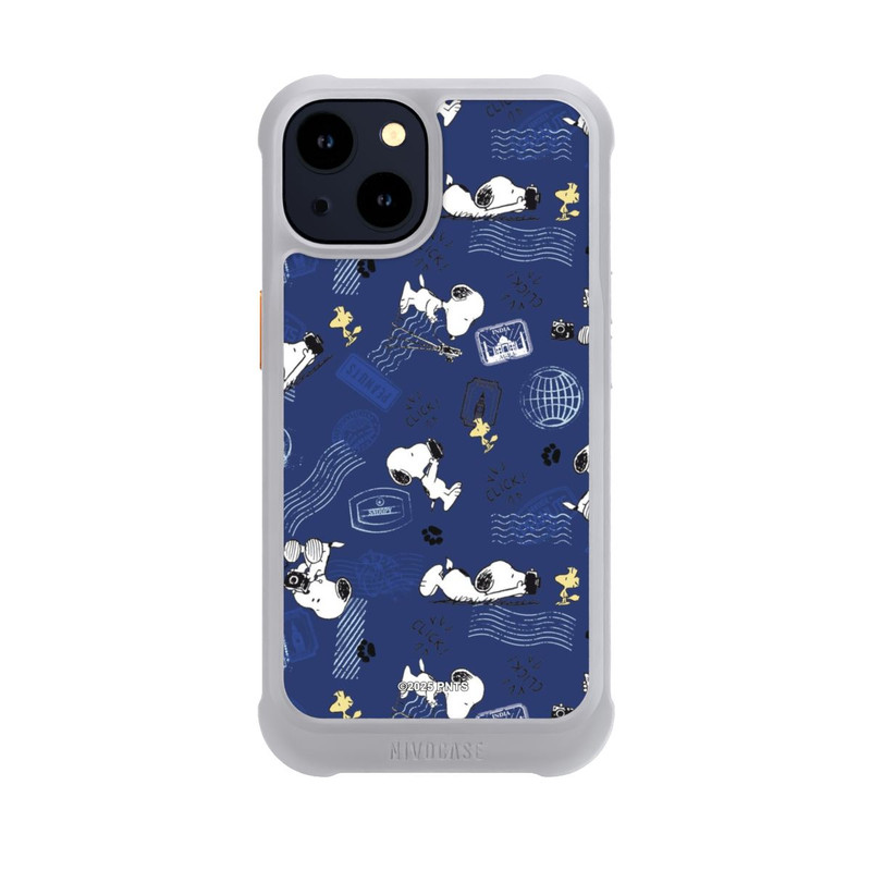 iPhone 14 NIVOmax Peanuts Travel Stamps Pattern Blue