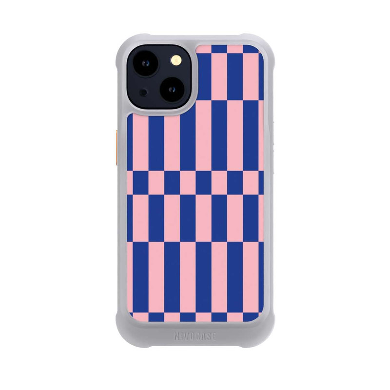 iPhone 14 NIVOmax Checked Abstract Bold Electric Blue and Pink Color Block