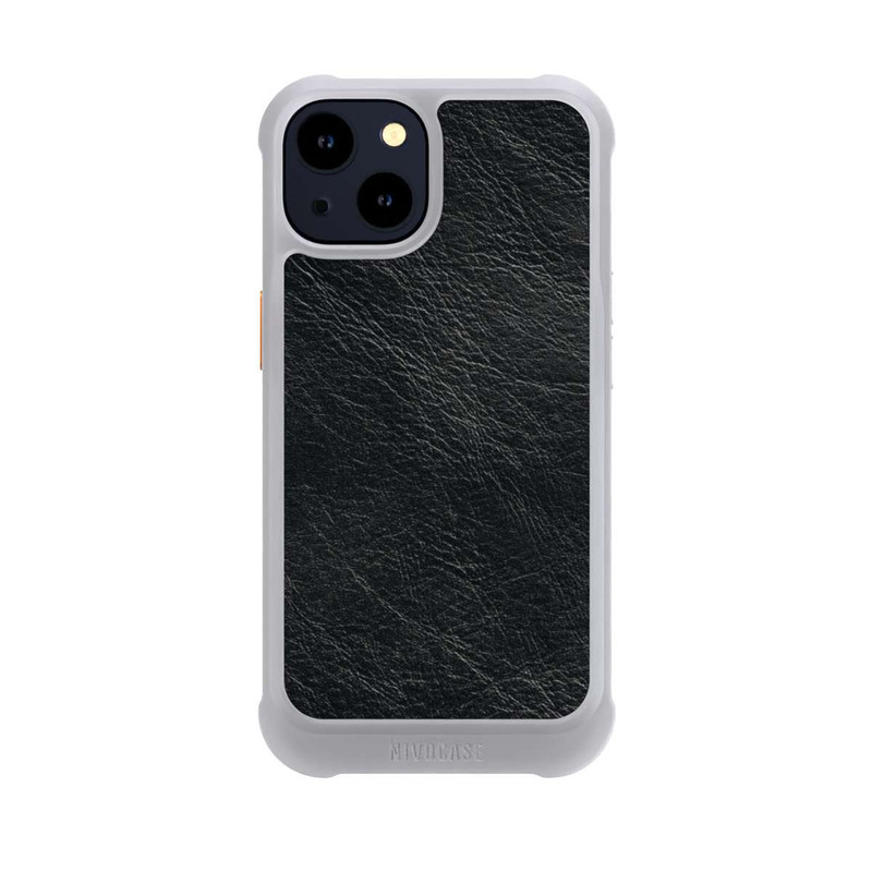 iPhone 14 NIVOmax Schwarzer Lederlook Hintergrund