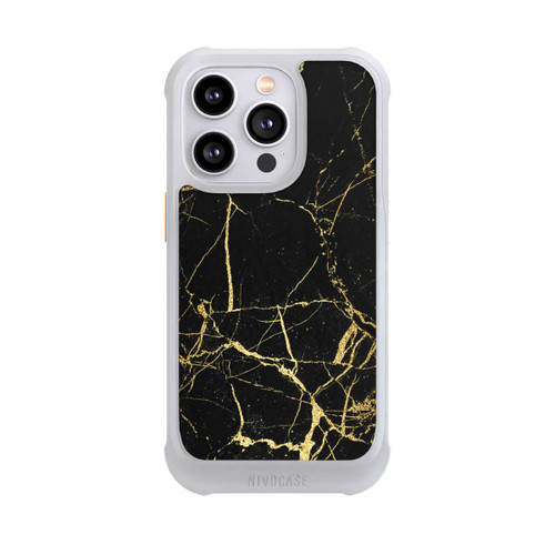 Apple iPhone 14 Pro NIVOmax Schwarzgoldener Marmor-Look