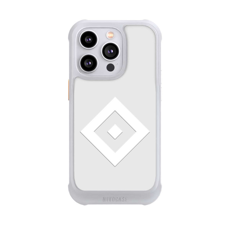 iPhone 14 Pro NIVOmax Logo en forme de losange sur fond gris HSV