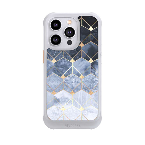 Apple iPhone 14 Pro NIVOmax Blaue Sechsecke und Diamanten Golddruck