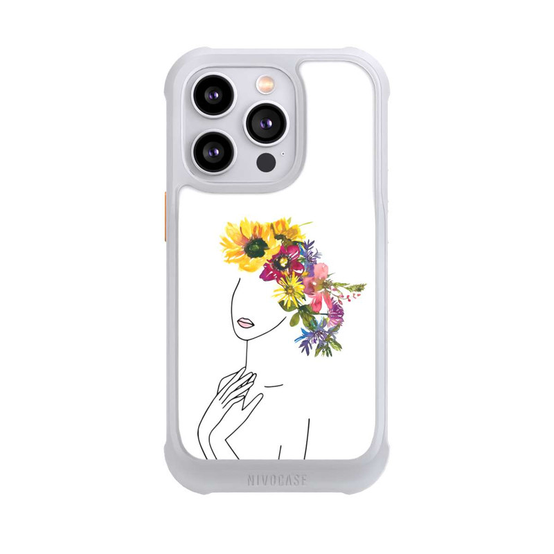 iPhone 14 Pro NIVOmax Line Art Frau mit Blumenkrone