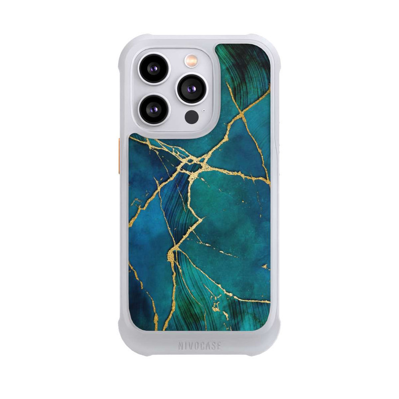 iPhone 14 Pro NIVOmax Look minéral glamour bleu or