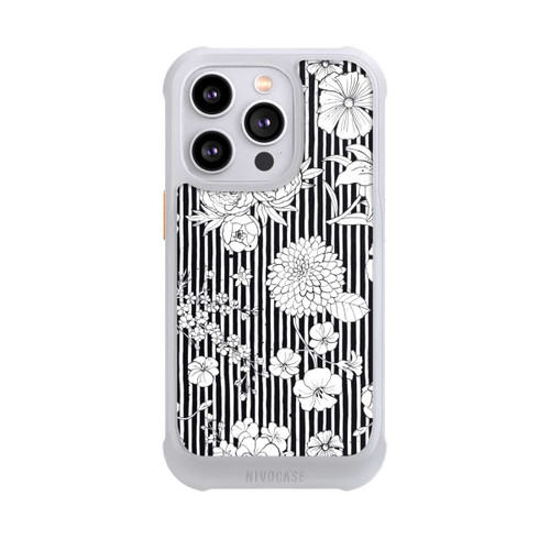 Apple iPhone 14 Pro NIVOmax Flowers and Stripes Black and White
