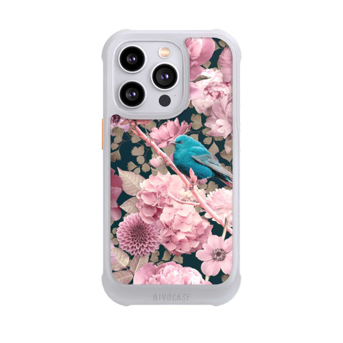 Apple iPhone 14 Pro NIVOmax Moineaux à motif de fleurs roses