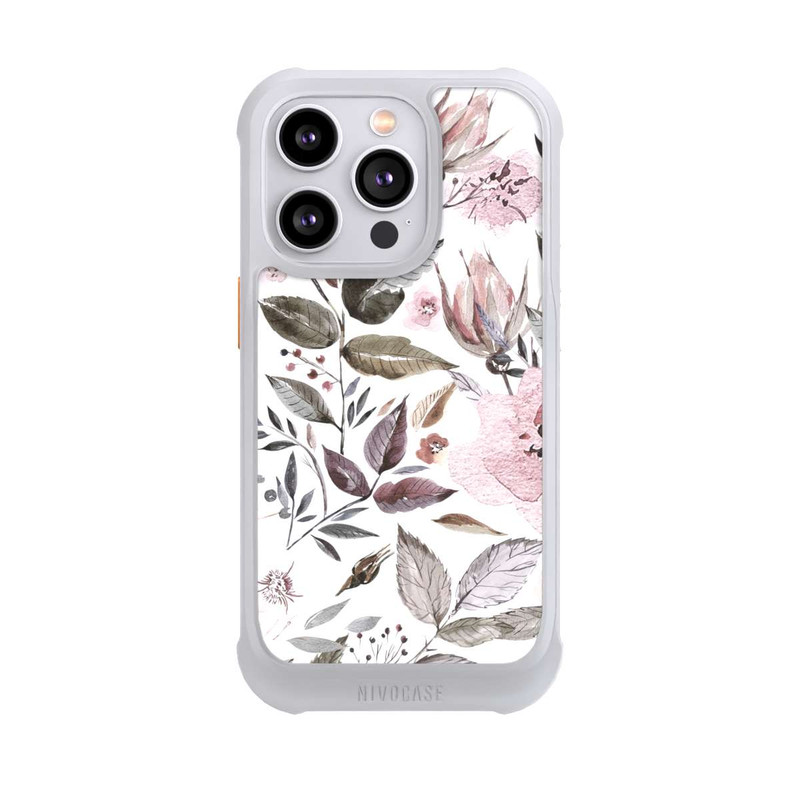 iPhone 14 Pro NIVOmax Aquarelle Fleurs Roses Brunes