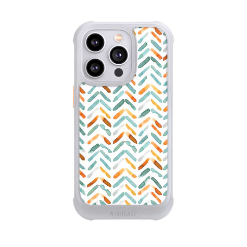 Apple iPhone 14 Pro NIVOmax Élégant Automne Chevron Bleu Orange