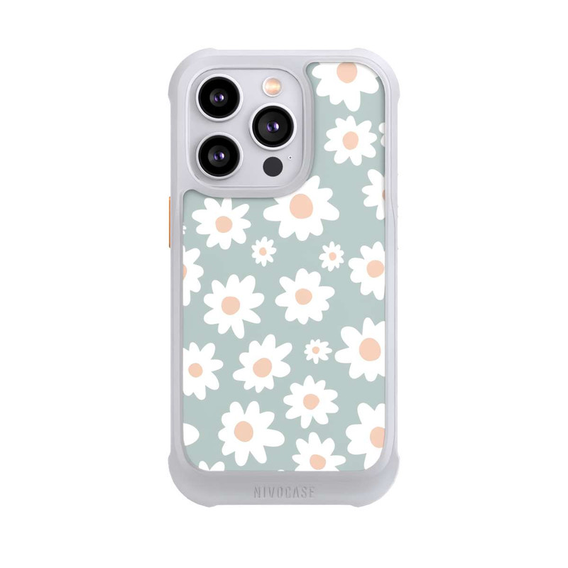 iPhone 14 Pro NIVOmax Daisy Flower Seamless Pattern Green