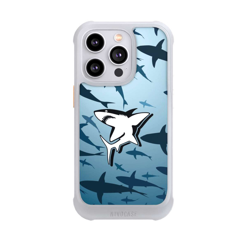 iPhone 14 Pro NIVOmax Haie Muster Blau