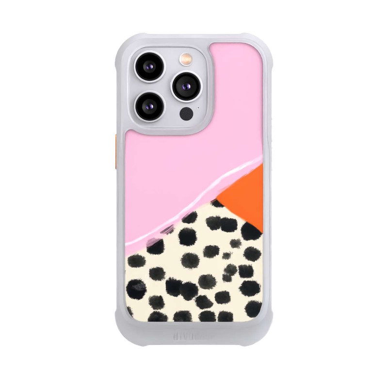 iPhone 14 Pro NIVOmax Rosa und Orange Gepunkteter Hintergrund
