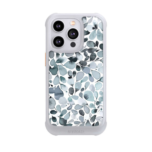 Apple iPhone 14 Pro NIVOmax Eucalyptus Watercolor Leaves Grey