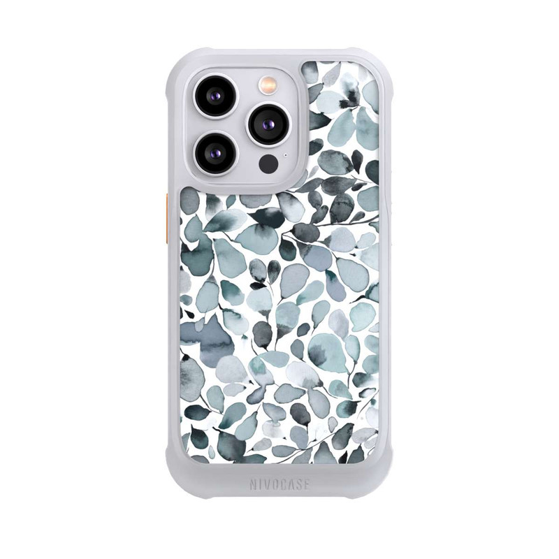 iPhone 14 Pro NIVOmax Eukalyptus Aquarell Blätter Grau