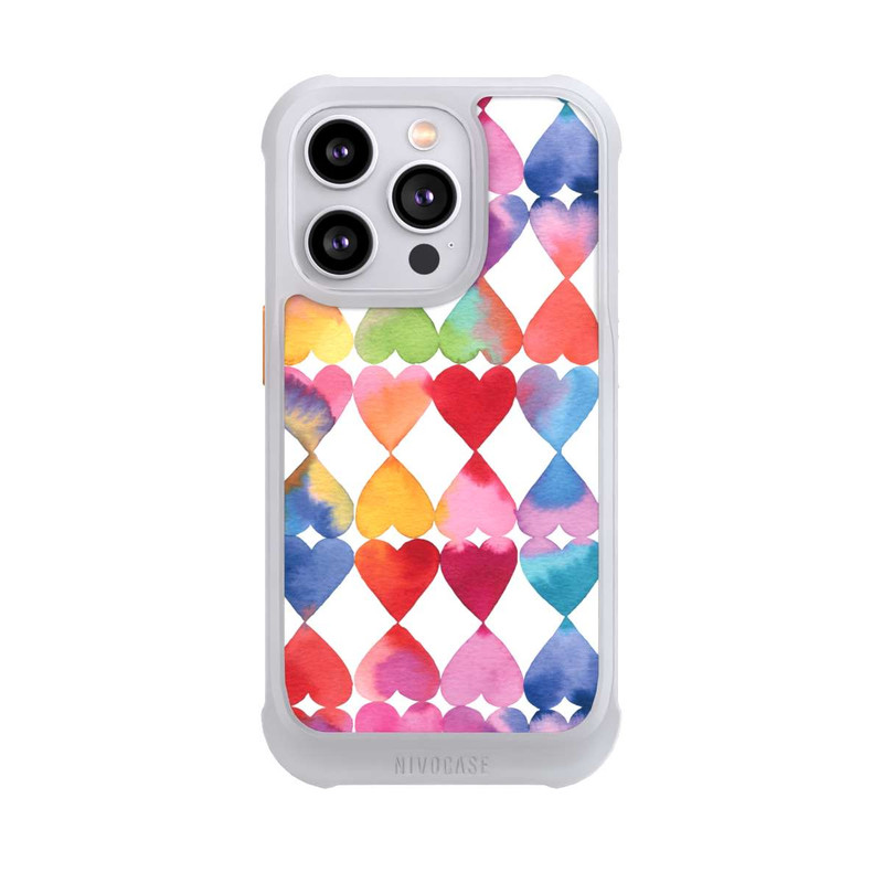 iPhone 14 Pro NIVOmax Buntes Herz Watercolor Muster