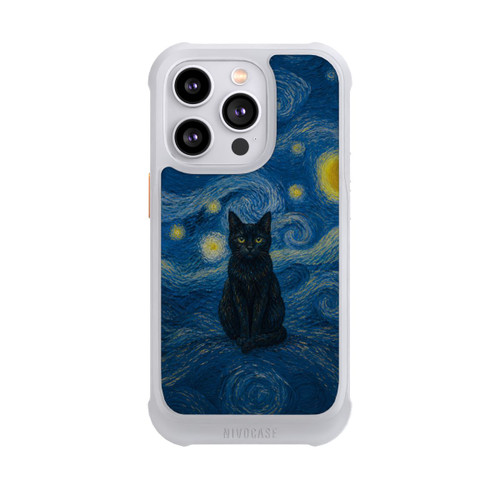 Apple iPhone 14 Pro NIVOmax Starry Night by Vincent van Gogh with Cat with AI