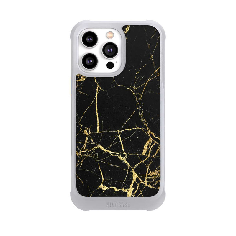 iPhone 14 Pro Max NIVOmax Schwarzgoldener Marmor-Look