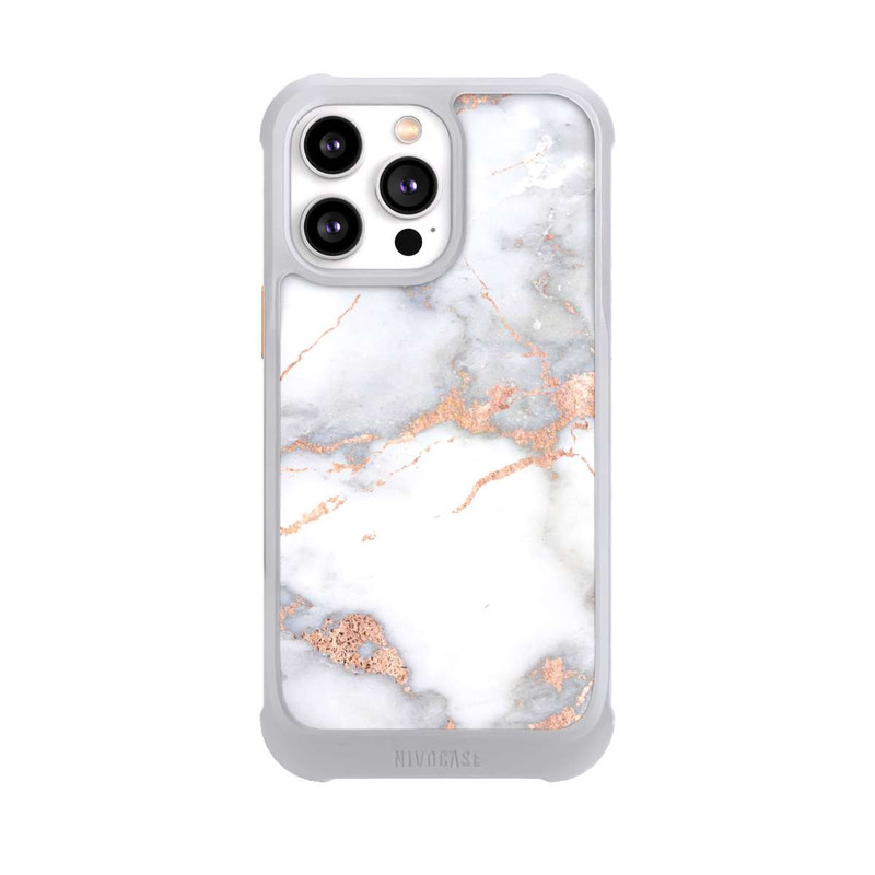 iPhone 14 Pro Max NIVOmax Marbre Blanc et Doré
