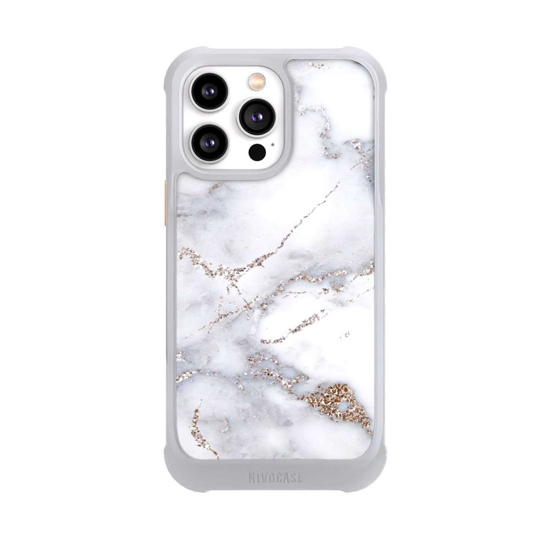 iPhone 14 Pro Max NIVOmax Silberglitzer Marmorlook