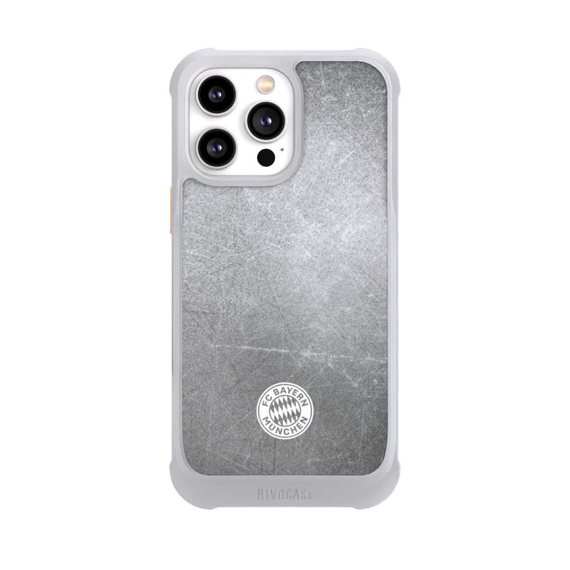iPhone 14 Pro Max NIVOmax Classic FCB Logo Small - White on Metal Look